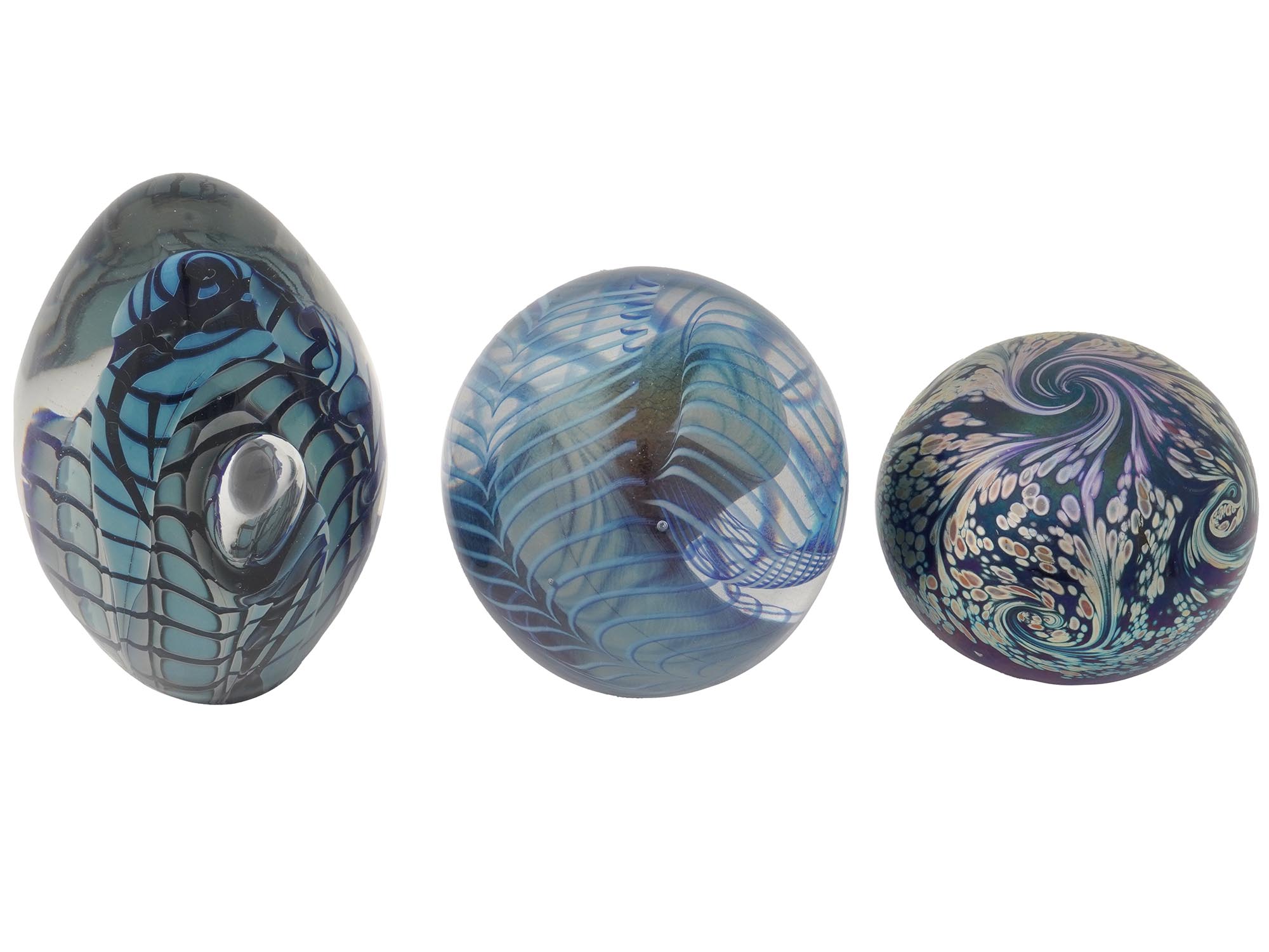 GROUP OF NINE HAND MADE ART GLASS PAPER WEIGHTS PIC-3